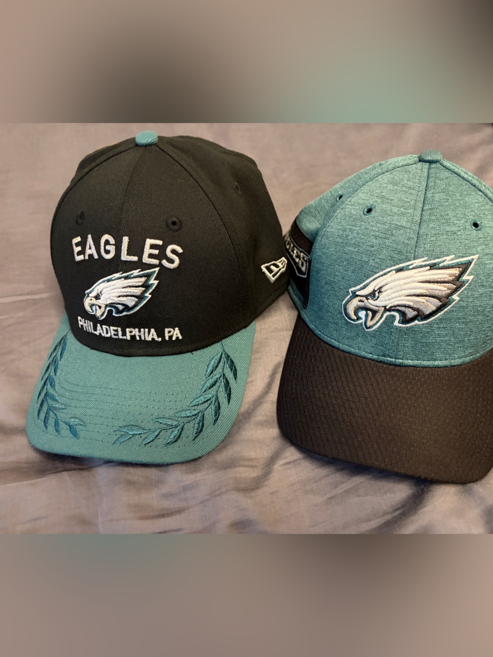 Two Philadelphia Eagles New Era L/XL Men’s Hats